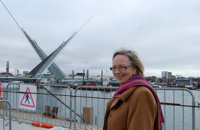Julie Girling MEP at the Twin Sails Bridge